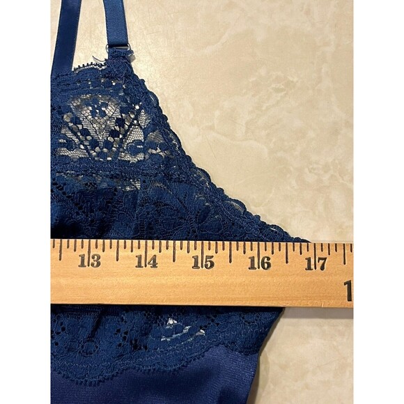 HOLLYWOOD VASSARETTE Vintage Slip Dress 36 Blue Lace Nylon Tricot Coquette - Picture 12 of 15